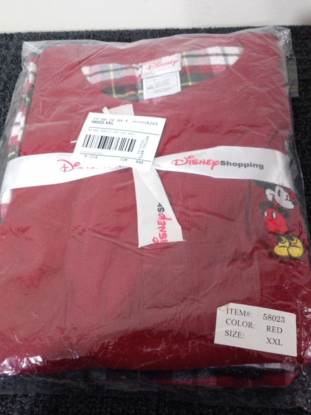 Disney Burgundy Mickey Mouse Pajama Top with Yellow Shoes Accent